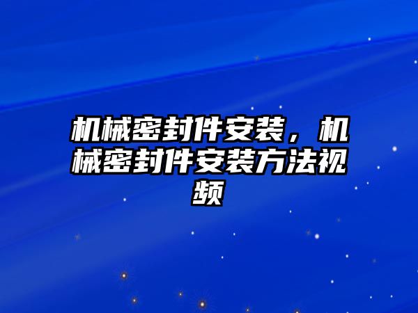 機械密封件安裝，機械密封件安裝方法視頻