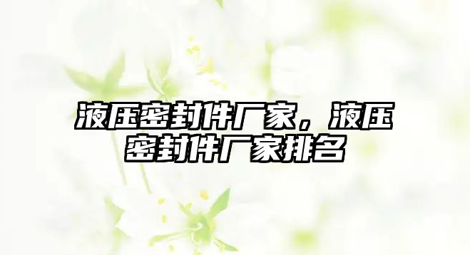 液壓密封件廠家，液壓密封件廠家排名