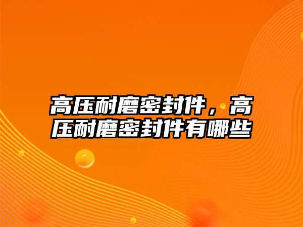 高壓耐磨密封件，高壓耐磨密封件有哪些