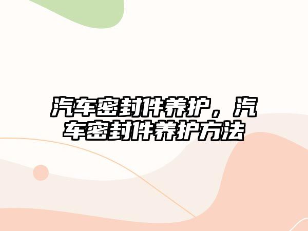 汽車密封件養(yǎng)護，汽車密封件養(yǎng)護方法