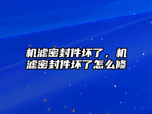 機(jī)濾密封件壞了，機(jī)濾密封件壞了怎么修