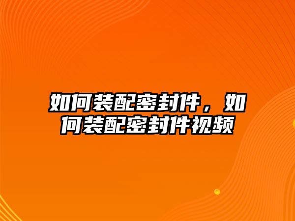 如何裝配密封件，如何裝配密封件視頻