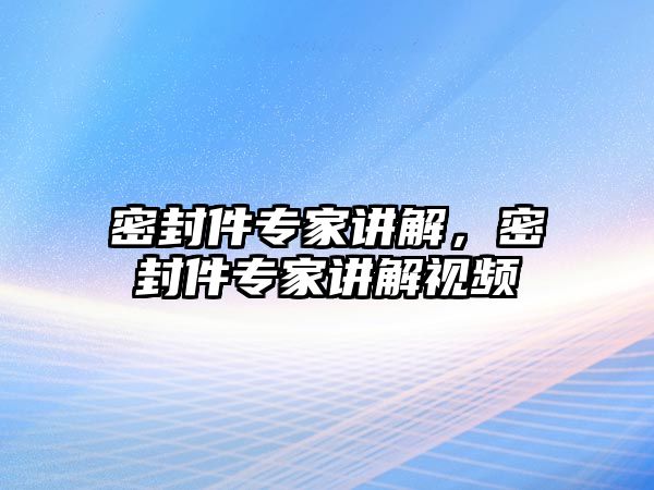 密封件專家講解，密封件專家講解視頻