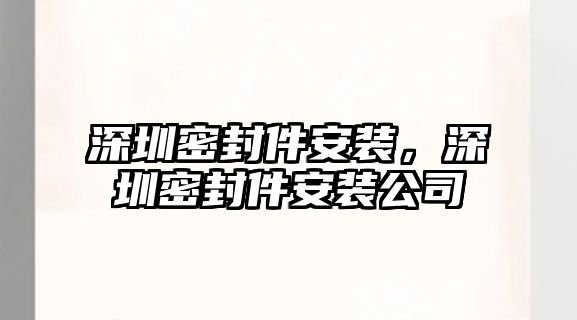 深圳密封件安裝，深圳密封件安裝公司