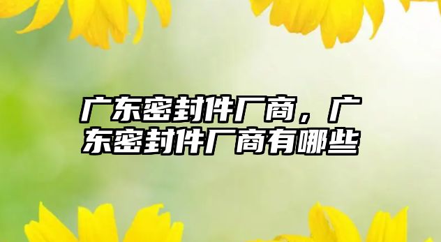 廣東密封件廠商，廣東密封件廠商有哪些