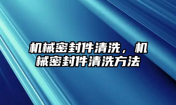 機(jī)械密封件清洗，機(jī)械密封件清洗方法