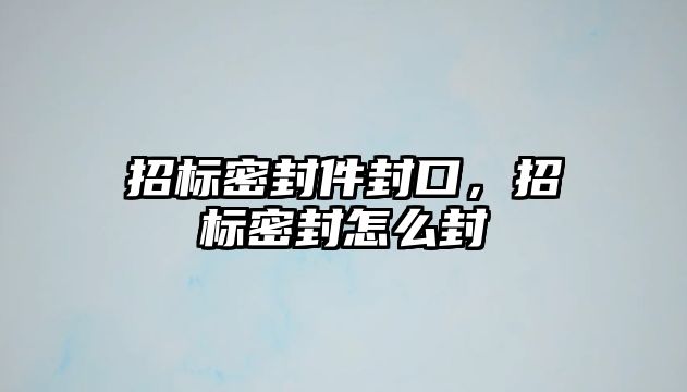 招標(biāo)密封件封口，招標(biāo)密封怎么封