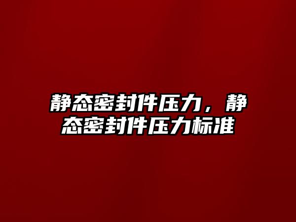 靜態(tài)密封件壓力，靜態(tài)密封件壓力標準