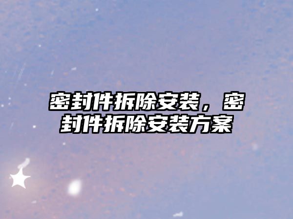 密封件拆除安裝，密封件拆除安裝方案