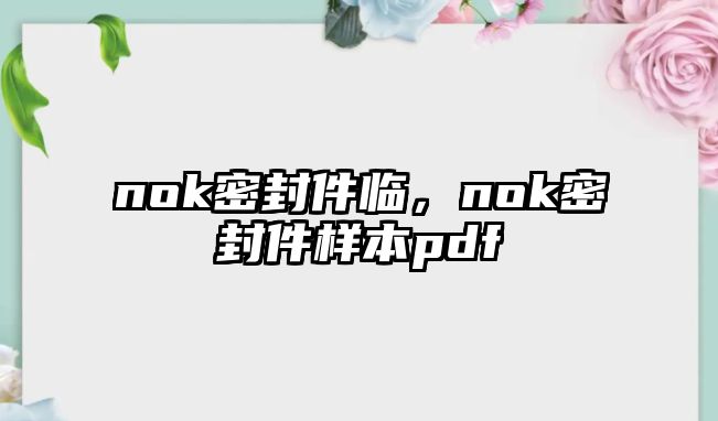 nok密封件臨，nok密封件樣本pdf